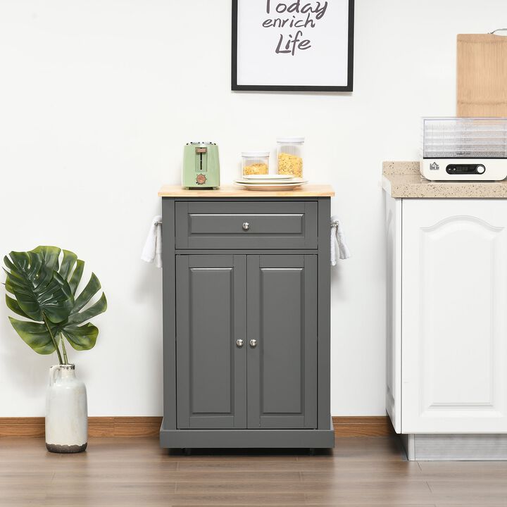 Gray Kitchen Helper: Rolling Cart with Drawer and Towel Racks