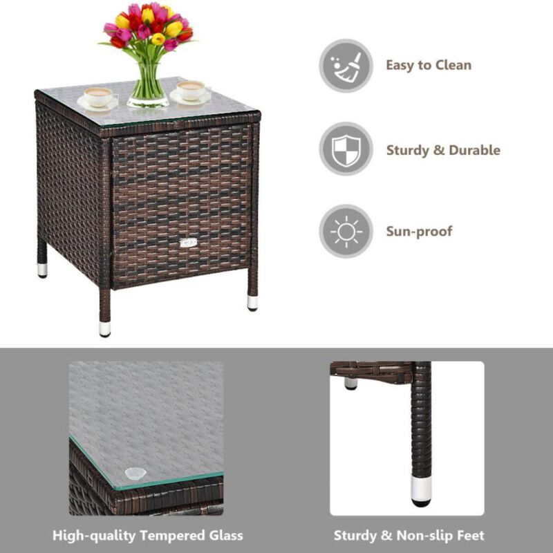 Hivvago 3 Pieces Ergonomic Wicker Patio Conversation Set