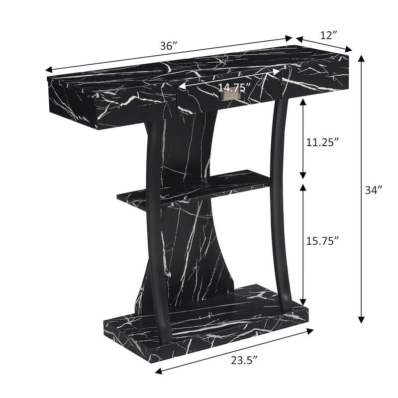Convenience Concepts Newport 1 Drawer Harri Console Table with Shelves
