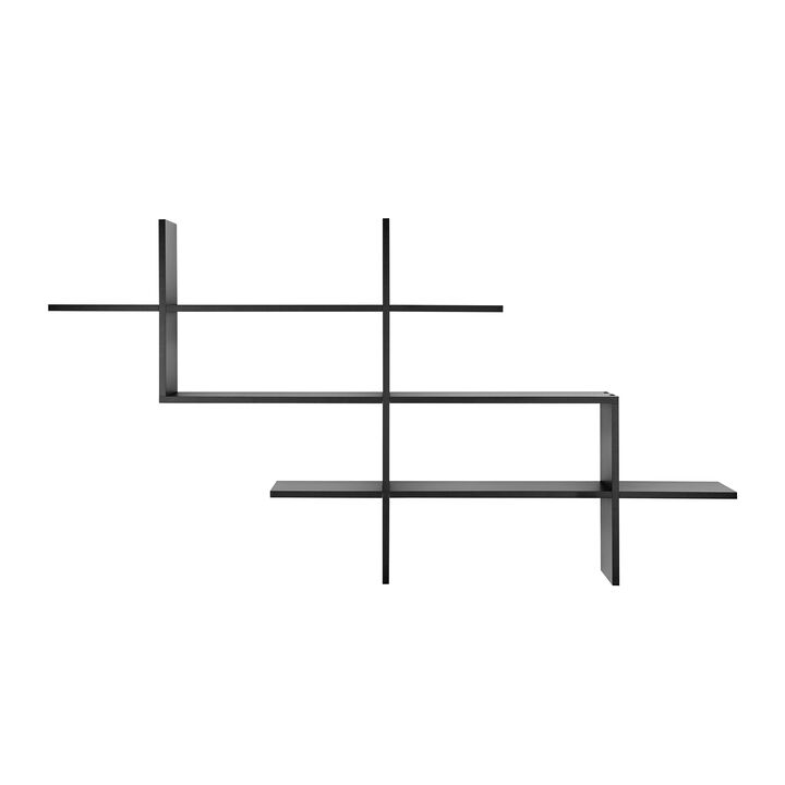 3-Tier Rustic Hanging Wall Mount Floating Ladder Accent Shelf with Criss Cross Asymmetrical Modern Design