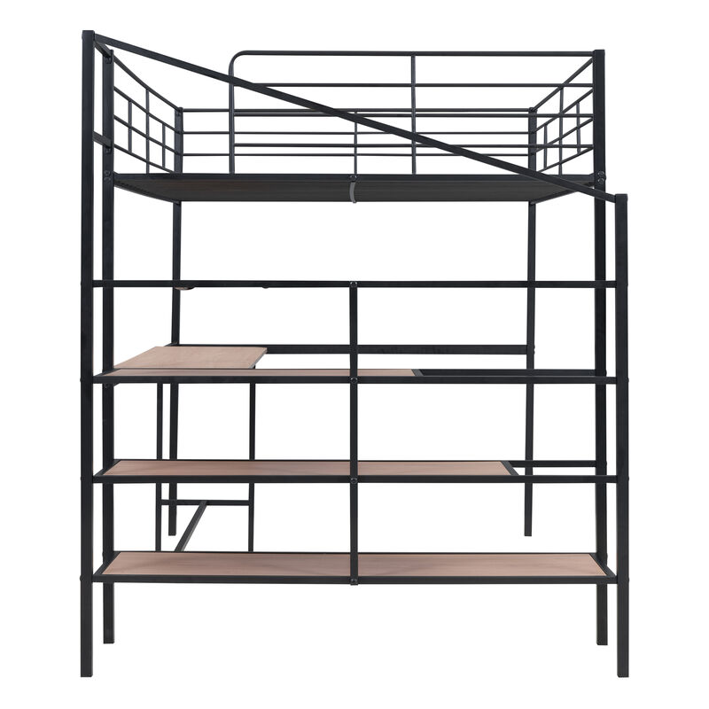 Merax Metal Loft Bed with Desk and Storage Ladder