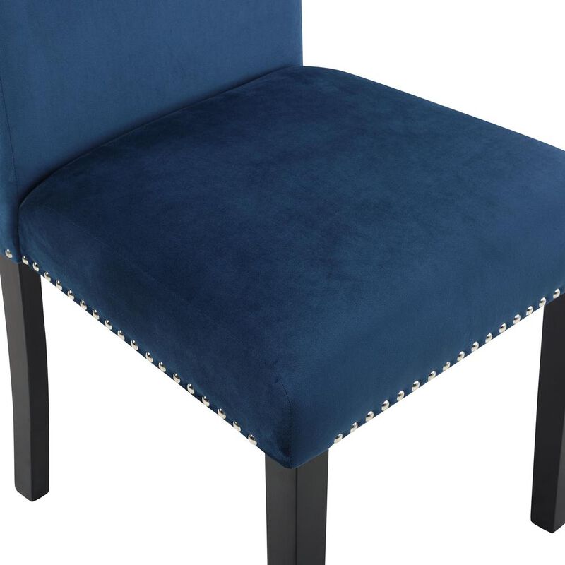 New Classic Furniture Furniture Celeste 5-Pc Faux Marble Round Dining Set  4 Chair-Blue