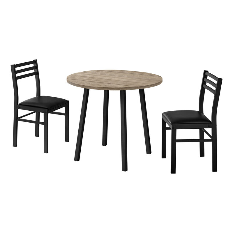 Monarch Specialties I 1003 Dining Table Set, 3pcs Set, Small, 35" Drop Leaf, Kitchen, Metal, Laminate, Brown, Black, Contemporary, Modern