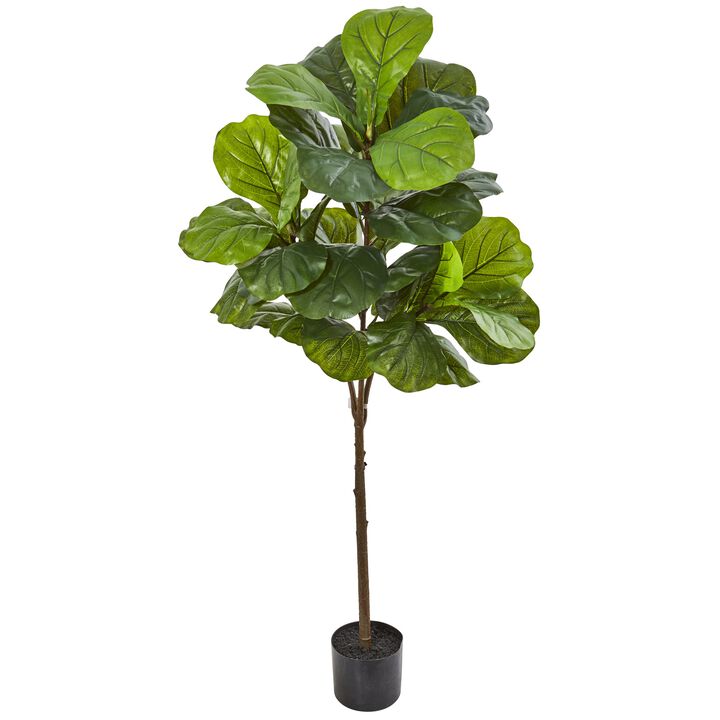 Hivvago 54 Inches Fiddle Leaf Artificial Tree (Real Touch)