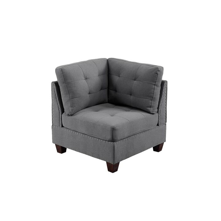 Linen Tufted Wedge Sofa with Nailheads