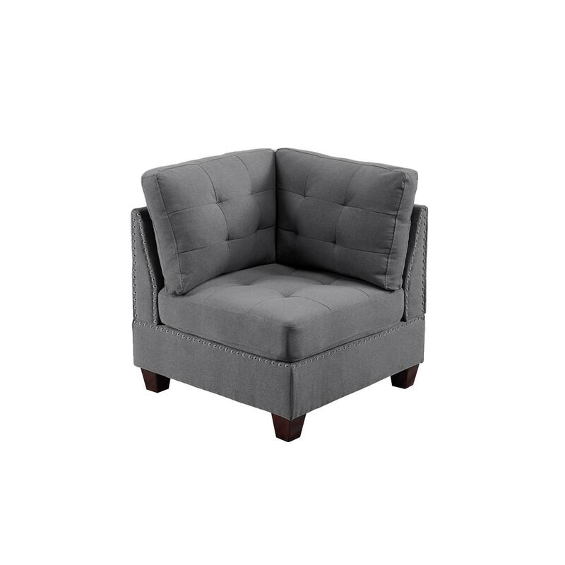 Linen Tufted Wedge Sofa with Nailheads