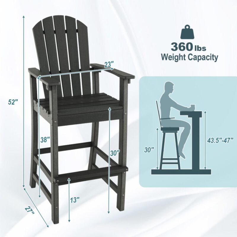 Hivvago Counter Height Outdoor HDPE Bar Stool with Armrests and Footrest