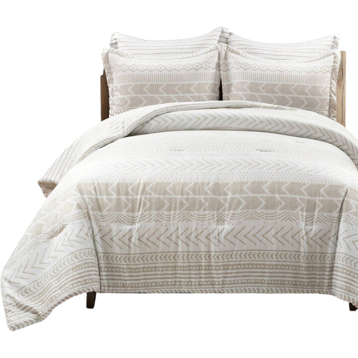 Scandinavian Chevron 5-Piece Lightweight Comforter Set – Soft Bedding with Pillow Shams