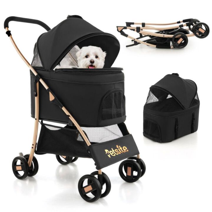 Hivvago 3-In-1 Pet Stroller with Removable Car Seat Carrier-Black