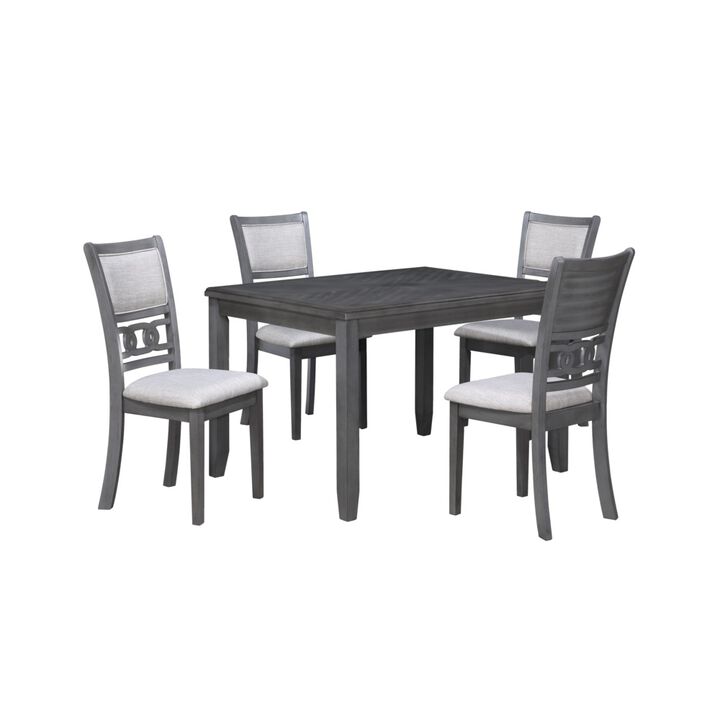 New Classic Furniture Gia 5-Piece 48 Wood Rectangular Dining Set with 4 Chairs in Gray