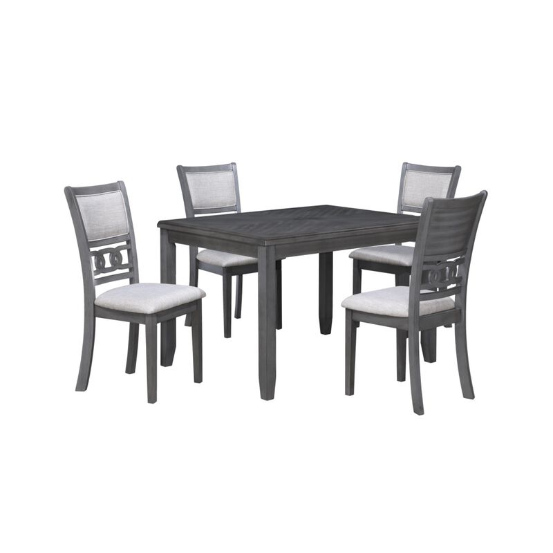 New Classic Furniture Gia 5-Piece 48 Wood Rectangular Dining Set with 4 Chairs in Gray