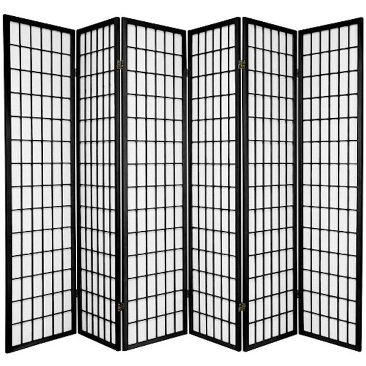 Legacy Decor 6 Panel Japanese Oriental Style Room Screen Divider Black Color