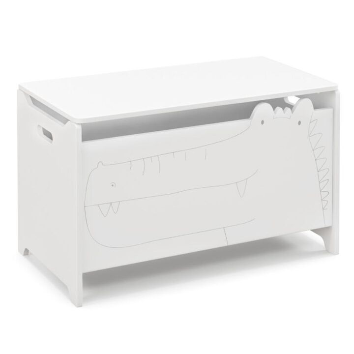 Hivvago Wooden Kids Toy Box with Safety Hinge-White