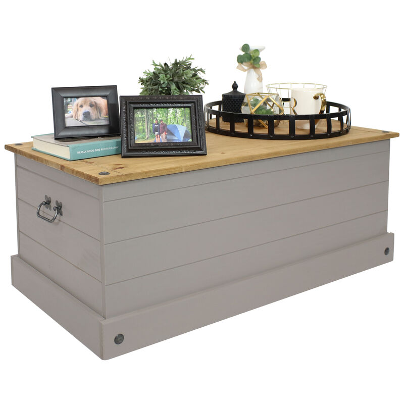 Sunnydaze Solid Pine Trunk with Handles - Gray - 39.5" W
