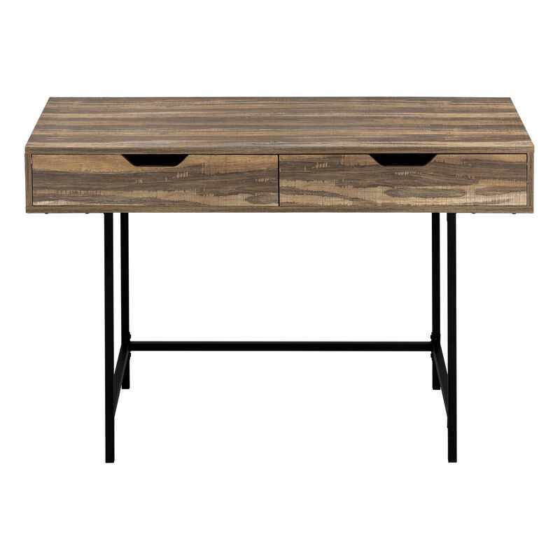 Monarch Specialties I 7557 Computer Desk, Home Office, Laptop, Storage Drawers, 48"L, Work, Metal, Laminate, Brown, Black, Contemporary, Modern