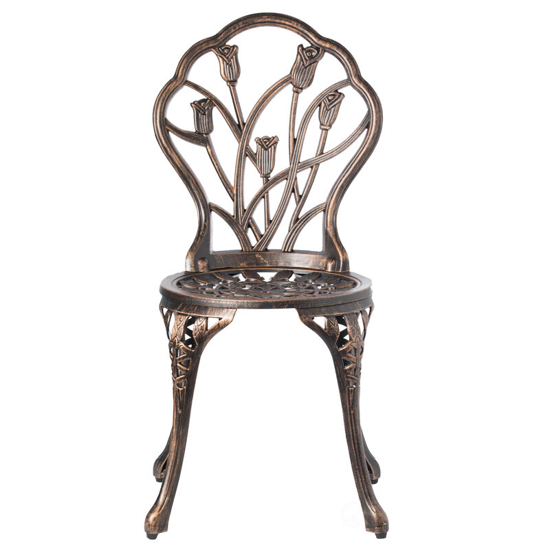 Indoor and Outdoor Bronze Dinning Set 2 Chairs with 1 Table Bistro Patio Cast Aluminum.