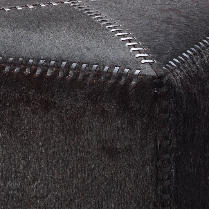 Espresso Small Hair on Hide Ottoman