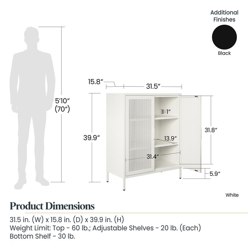 Shadwick 2 Door Metal Locker Storage Cabinet-Mesh Metal Doors