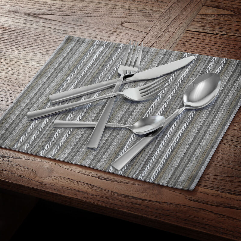 MegaChef Cravat 20 Piece Flatware Utensil Set, Stainless Steel Silverware Metal Service for 4 in Silver