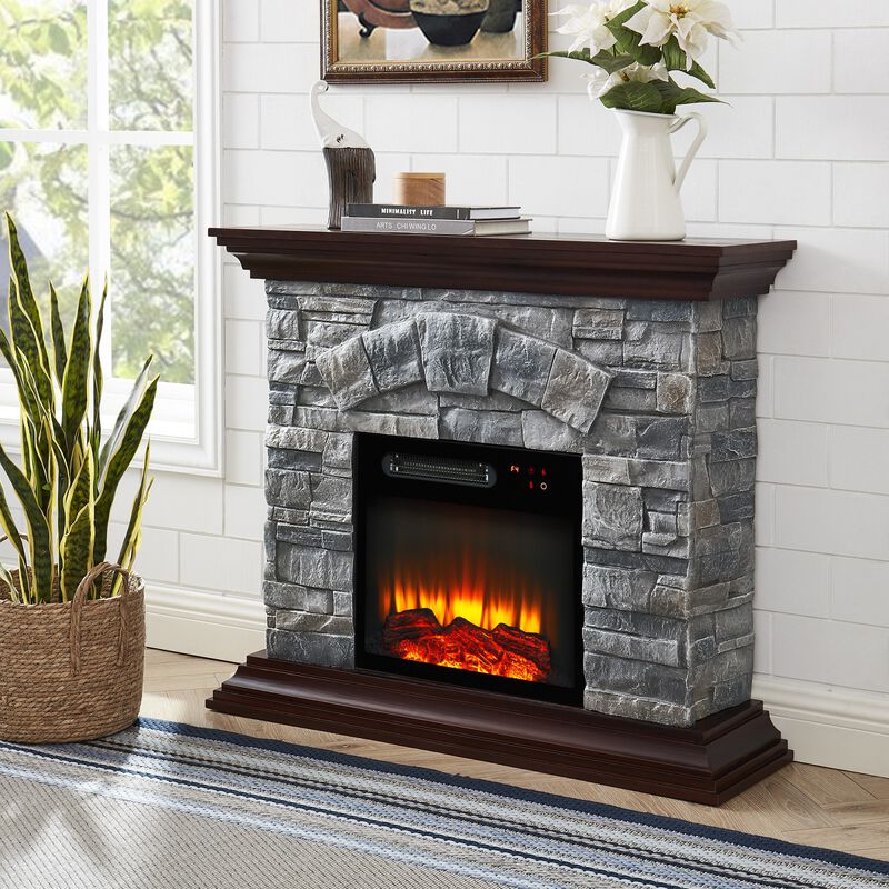 FESVITO 40 in. Faux Stone Freestanding Electric Fireplace
