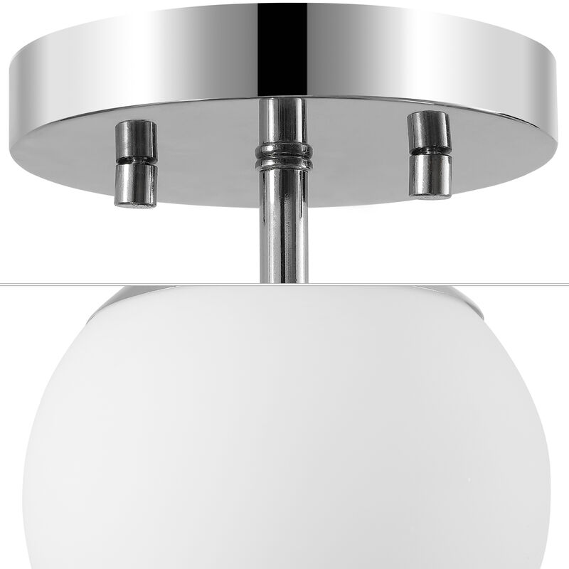 Marcel 1-Light Bohemian Farmhouse Iron/Frosted Glass LED Semi Flush Mount