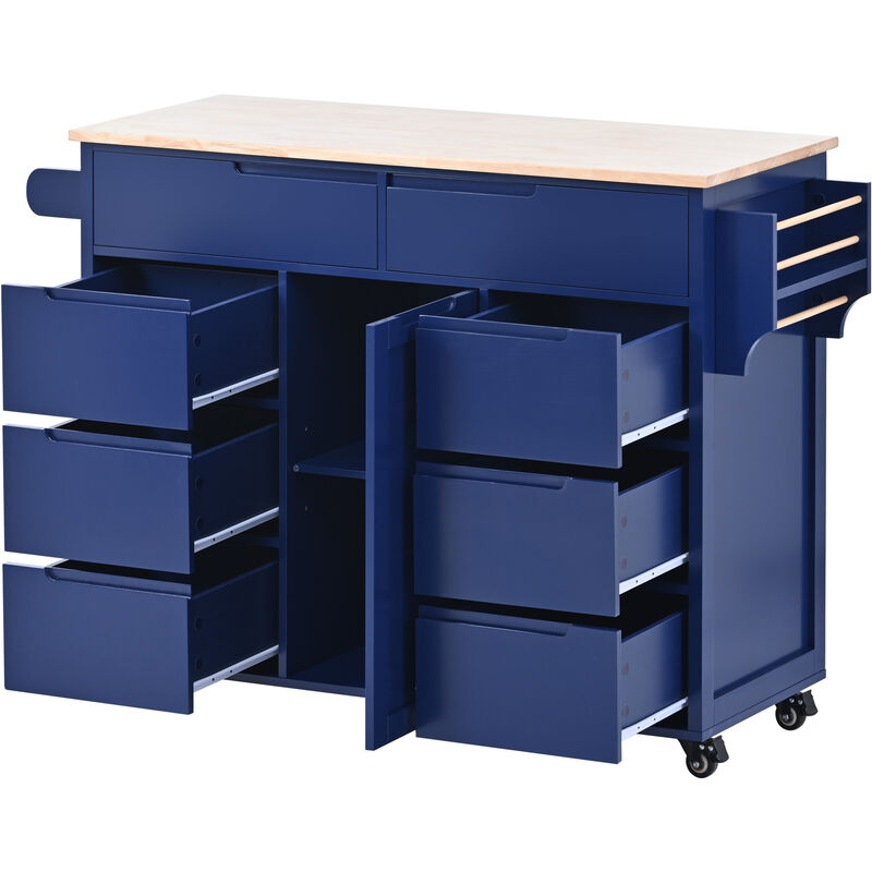 Merax Kitchen Cart with Rubber Wood Countertop