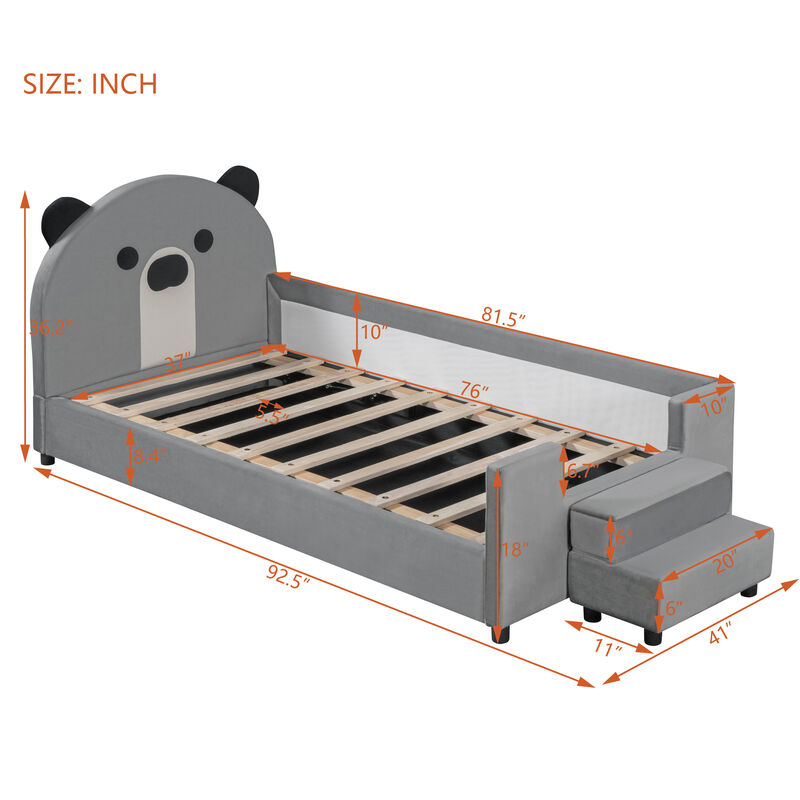 Merax  Daybed Bed Frame with Bear Shaped Headboard