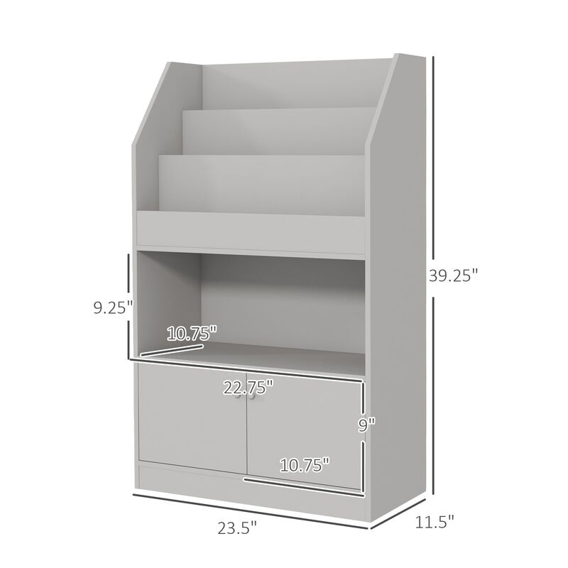 Gray Kids' Storage Cabinet: Bookshelf, Multi-Use for Playroom