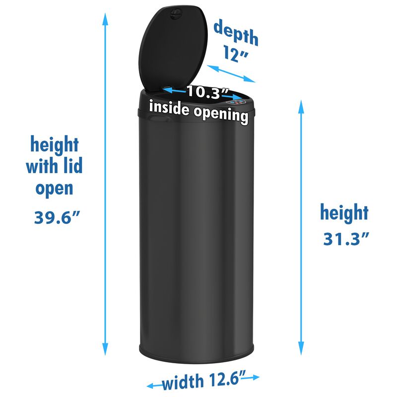 iTouchless 13 Gallon  Black Sensor Trash Can