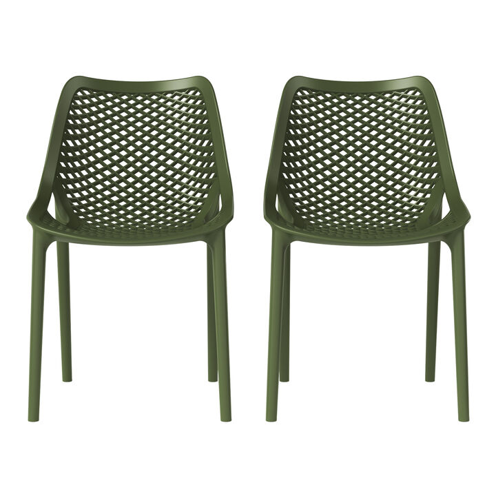 WestinTrends Outdoor Stackable Modern Plastic Dining Chairs (Set of 2)