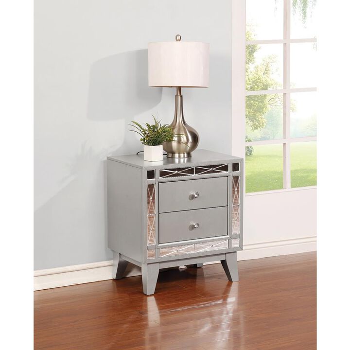 Leighton 2-drawer Nightstand Metallic Mercury