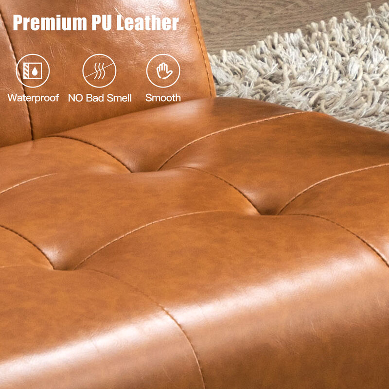Accent Chair Mid-Century Modern Faux Leather ArmChair,Caramel