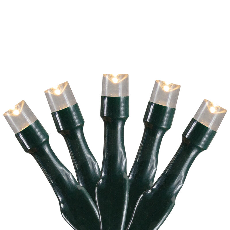20 Battery Operated Warm White LED Wide Angle Christmas Lights - 9.5 ft Green Wire
