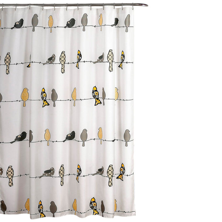 Floral Bird Print Shower Curtain – Soft Polyester, Fade-Resistant & Easy to Clean