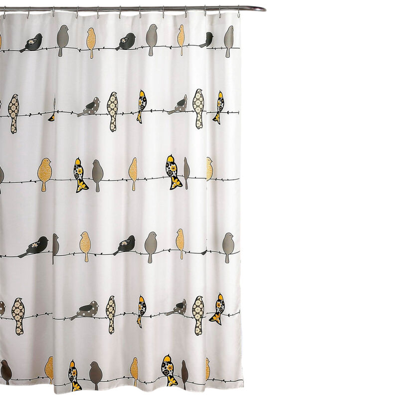 Floral Bird Print Shower Curtain – Soft Polyester, Fade-Resistant & Easy to Clean