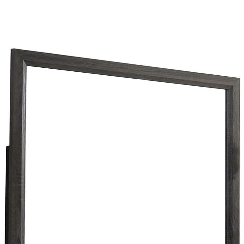 39 Inch Contemporary Wooden Frame Mirror, Gray-Benzara