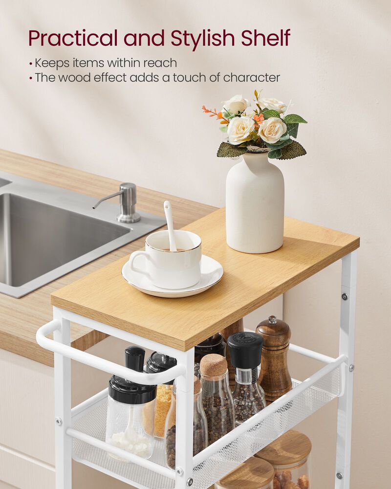 5-Tier Rolling Utility Cart with Handle - Sturdy Metal Frame for Versatile Storage