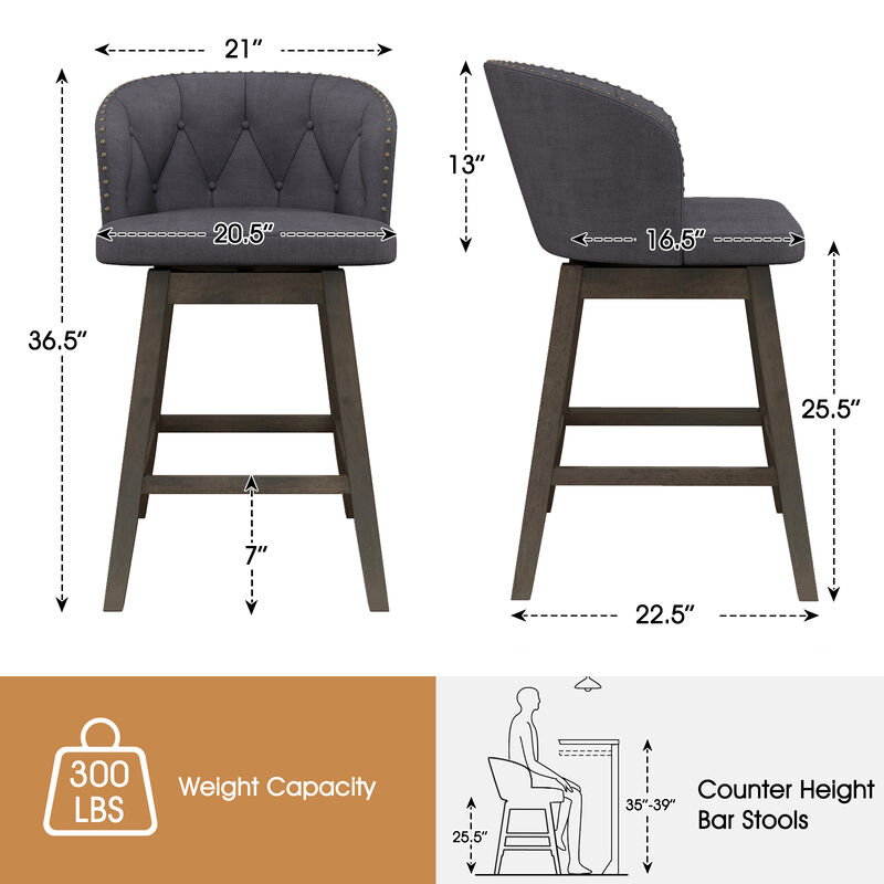 Counter Height Fabric Upholstered Bar Stools Set of 2