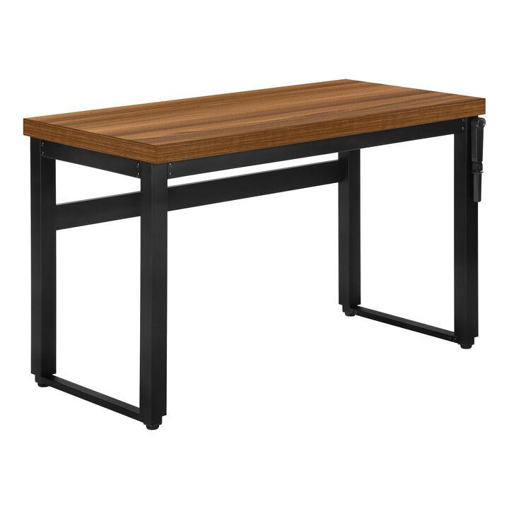 Computer Desk, Home Office, Standing, Adjustable, 48"L, Work, Laptop, Metal, Laminate, Walnut, Black, Contemporary, Modern