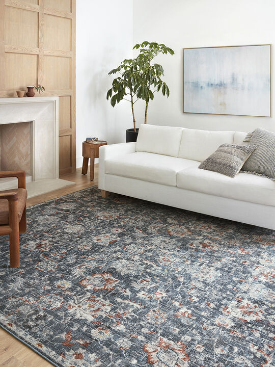Cassandra CSN04 Blue/Rust 18" x 18" Sample Rug