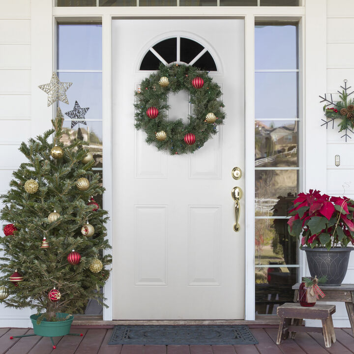 Pre-Lit Oregon Cashmere Pine Artificial Christmas Wreath  24-Inch  Multi Lights