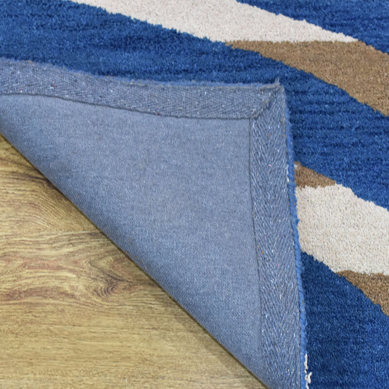 RUGSOTIC CARPETS HAND TUFTED WOOL ECO-FRIENDLY AREA RUGS  - 8'x8', Square Shape, Blue, Contemporary Modern Design, High Pile Thick Handmade Anti Skid Area Rugs for Living Room, Bed Room (K00264)