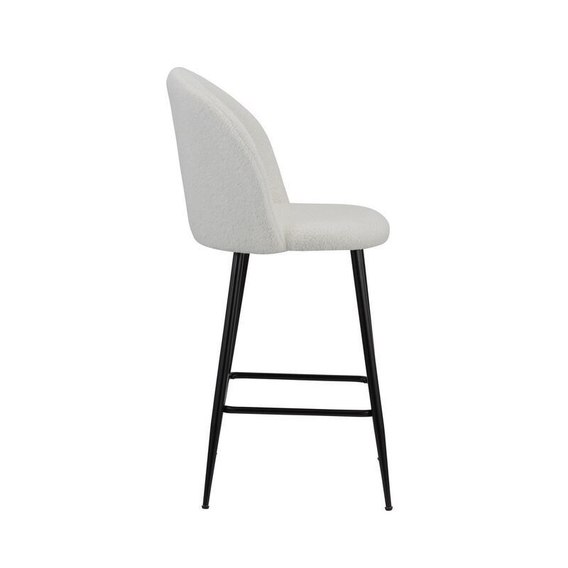 Ast 26 Inch Counter Height Chair, Set of 2, Arched Backrest, Black, White - Benzara