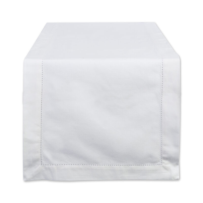 14" x 72" Off White Hemstitch Pattern Rectangular Table Runner