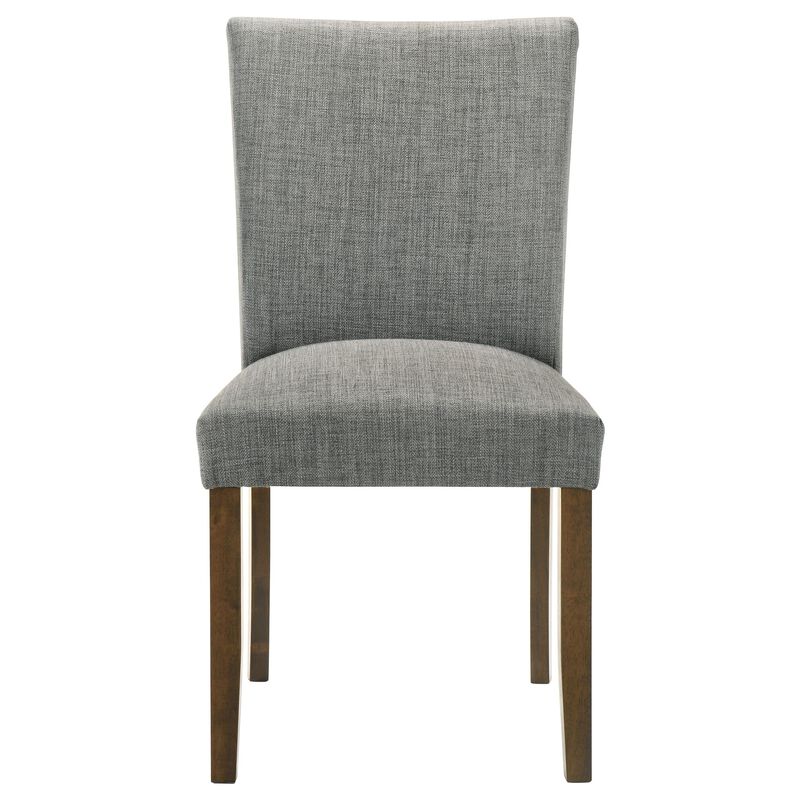 Cana Dining Chair Set of 2, Gray Fabric Foam Cushion, Brown Wood Legs - Benzara