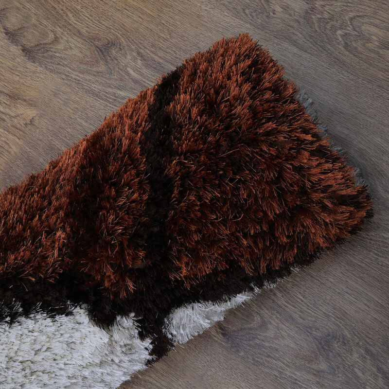RUGSOTIC CARPETS HAND TUFTED SHAG POLYESTER ECO-FRIENDLY AREA RUGS  - 5'x8', Rectangle, Purple Beige, Geometric Modern Design, High Pile Thick Handmade Anti Skid Rugs for Living Room K00050