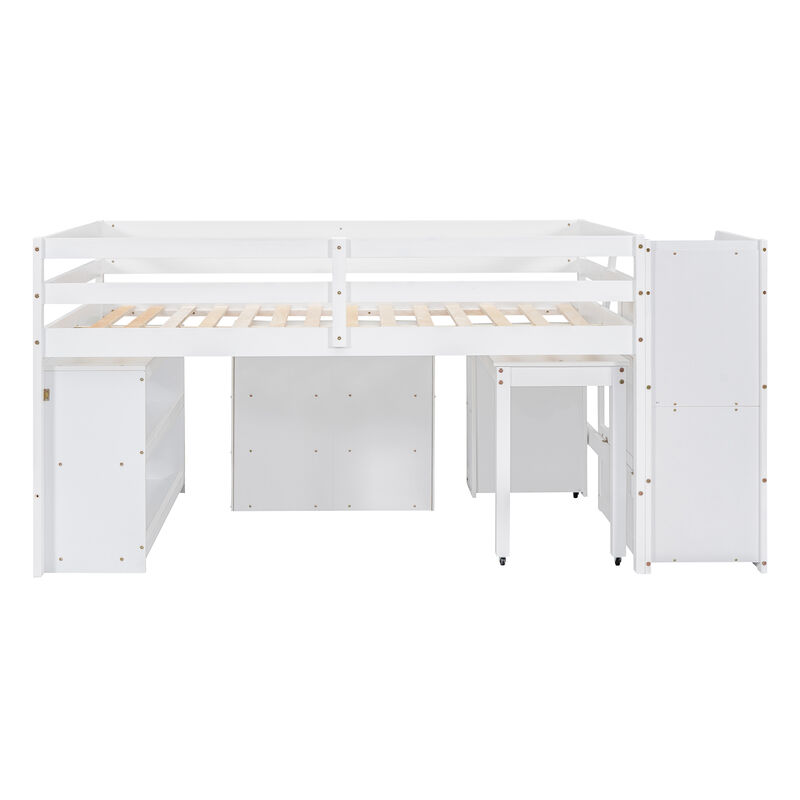 Merax Loft Bed with Writing Desk and 3 Drawers