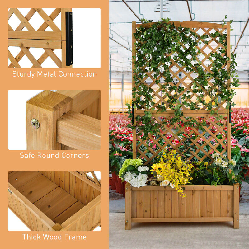 Planter Raised Bed with Trellis for Plant Flower Climbing