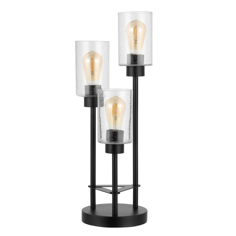 Axel 3-Light Iron/Seeded Glass Modern Industrial LED Table Lamp