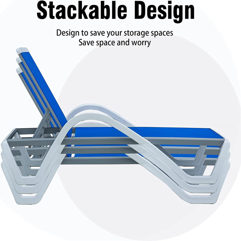 Adjustable Aluminum Pool Lounge Set, Blue